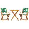 Xichuzi 3-Piece Bistro Set with Leaf-Pattern Fabric and Solid Wood view 2