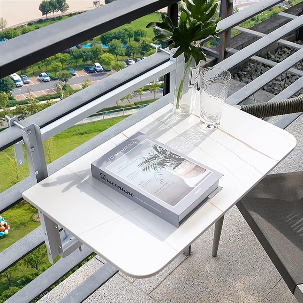 60 × 35 cm Folding Hanging Balcony Side Table, Adjustable
