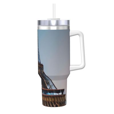 Paris Eiffel Tower Print Insulated Travel Coffee Cup, 304 Stainless Steel