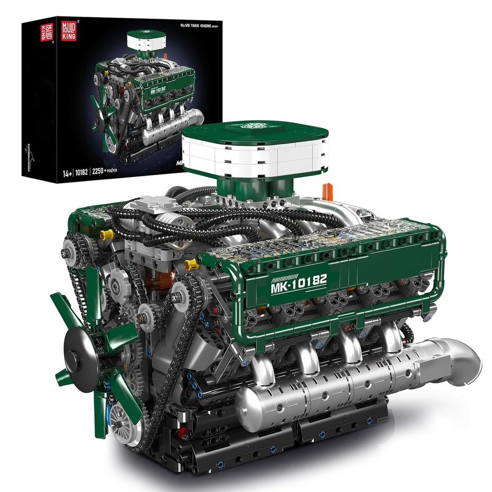 Mould King 10182 MOC V8 Twin-Turbo Engine Building Kit, 2,250+ Pieces
