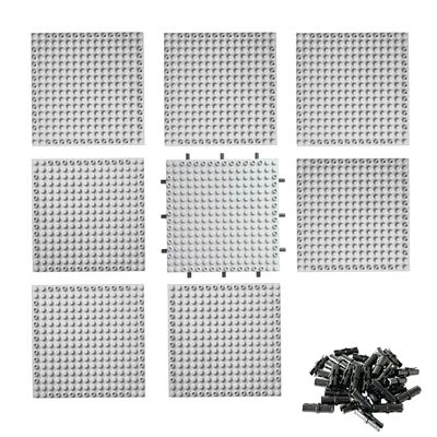 8-Piece Baseplate Multipack, Classic 16 x 16 Building Baseplates for Pixel Art and Wall Displays, Compatible with Major Building Block Brands (Gray)