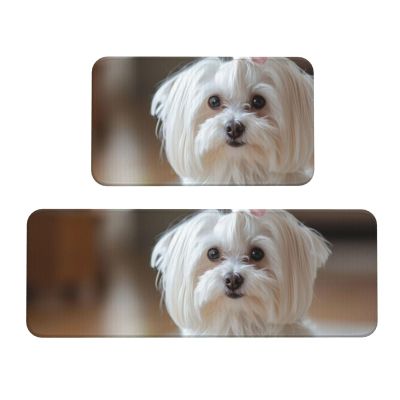 Maltese Dog Printed Doormats, 2-Piece Set