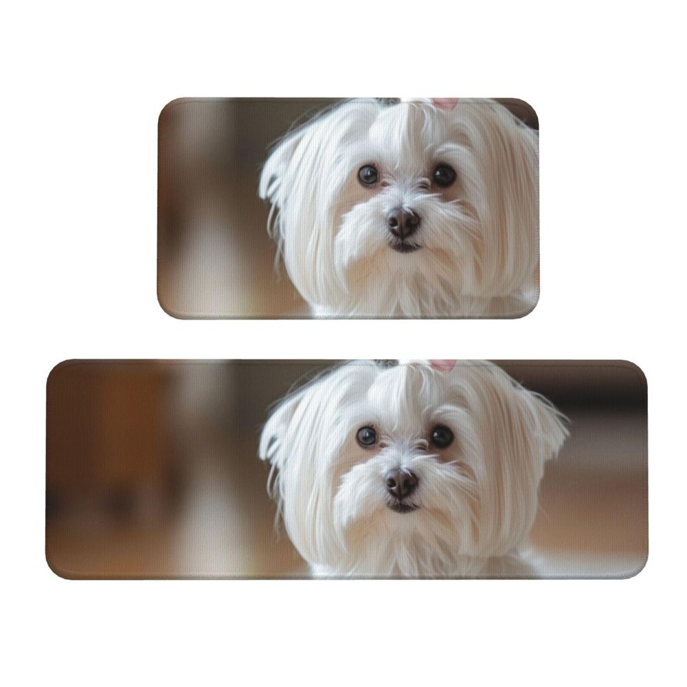 Maltese Dog Printed Doormats, 2-Piece Set