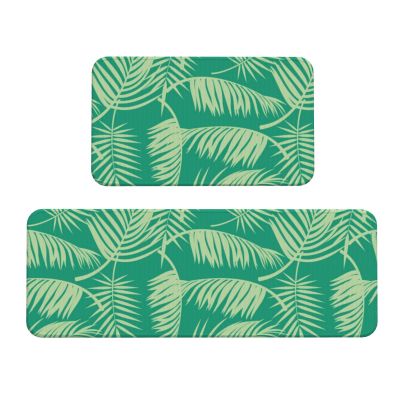 InOmak Tropical Palm Kitchen Mats, 2-Piece Set
