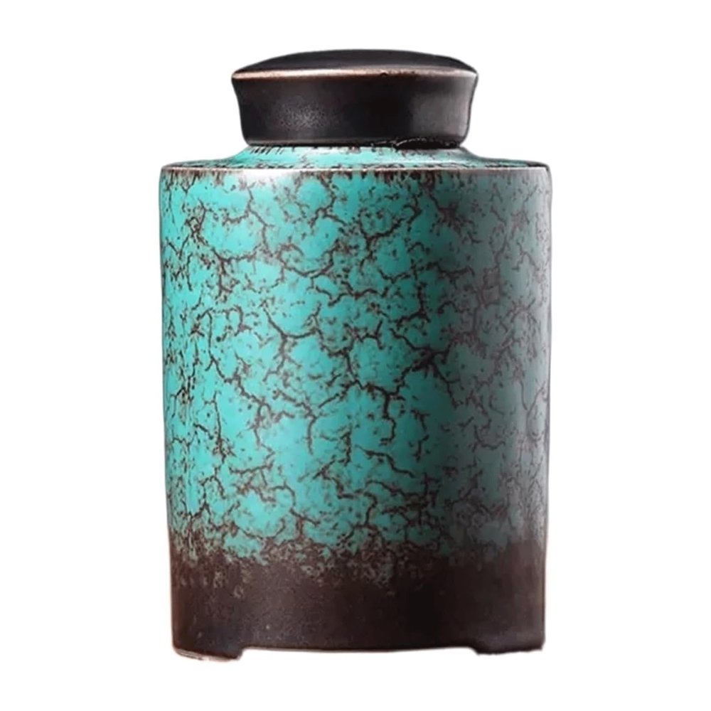 esmen Sealed Ceramic Tea Canister, Blue, 360 ml