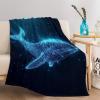 Fleece Throw Blanket 220 x 240 cm, Abstract Whale Futuristic Technology Pattern view 2