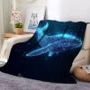Fleece Throw Blanket 220 x 240 cm, Abstract Whale Futuristic Technology Pattern view 3