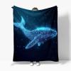 Fleece Throw Blanket 220 x 240 cm, Abstract Whale Futuristic Technology Pattern view 4