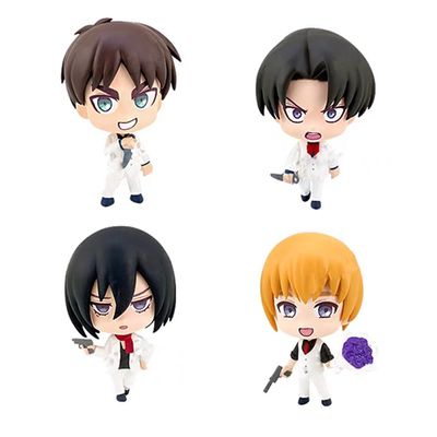 Zhongkaihua Anime Figure Set, 4-Piece, Levi/Armin Arlert/Eren Jaeger, Mini Model Statue, Collectible Decor, Gifts, 5 cm PVC