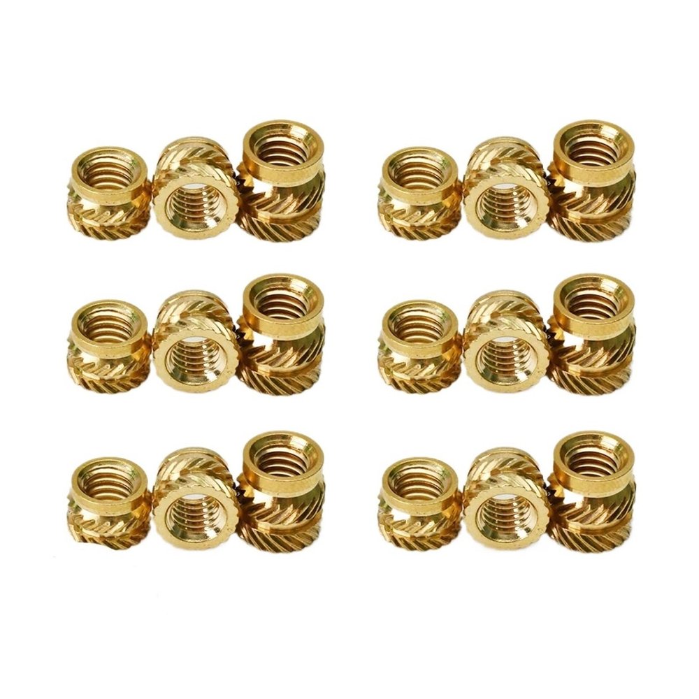 100-Pack M1.4 × 3 × 2.3 Brass Knurled Heat-Set Insert Nuts