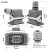 ZYUIOTHJK HDC-HE-006 6-Pin Rectangular Heavy-Duty Connector, Waterproof, for Aviation, 500 V, 16 A (Top Line) view 3