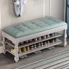 2-Tier Shoe Bench with Leather Seat, Entryway Organizer, 200 kg Capacity view 1