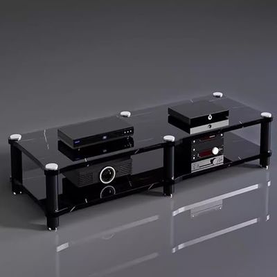 Generic Multi-Tier AV Media Stand, Shock-Absorbing Stereo Rack, Black