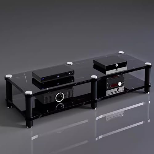 Generic Multi-Tier AV Media Stand, Shock-Absorbing Stereo Rack, Black