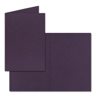 250 B6 Folded Cards – Aubergine (Purple), Blank, 12 x 17 cm