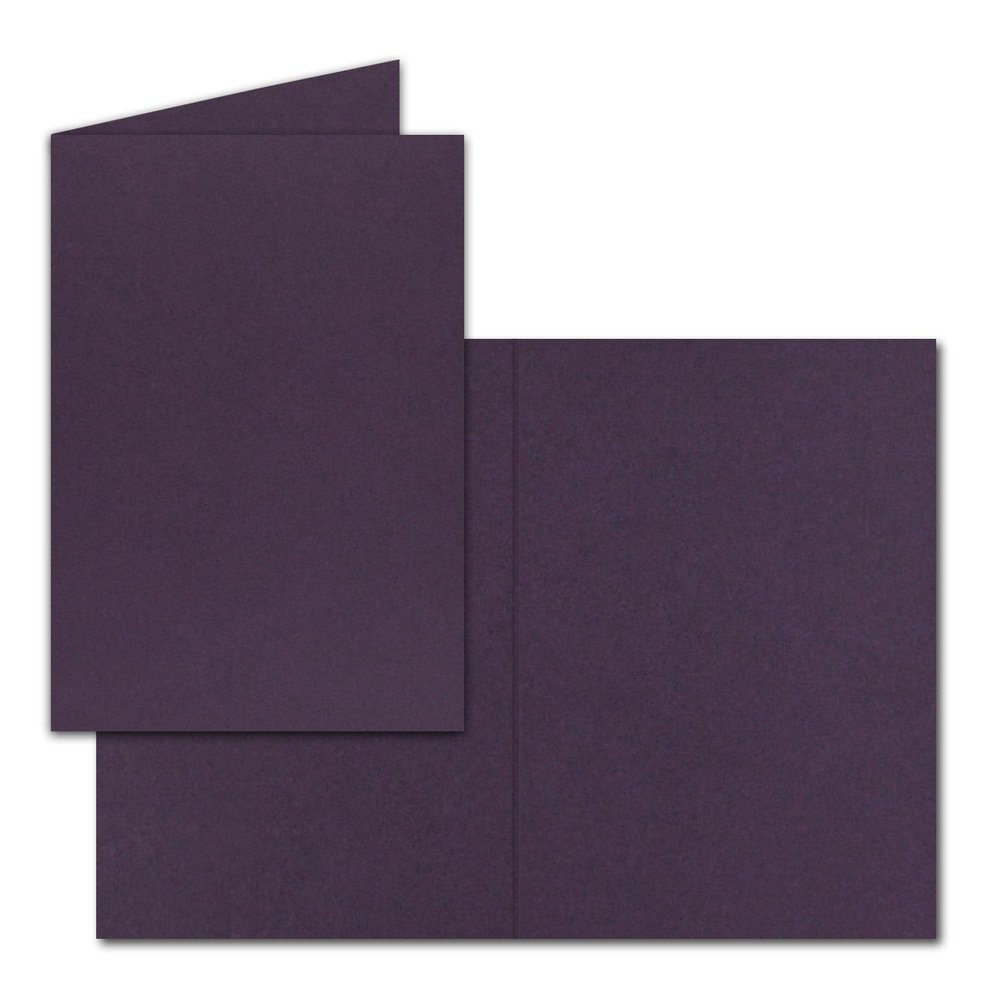 250 B6 Folded Cards – Aubergine (Purple), Blank, 12 x 17 cm