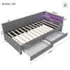 ANIROY Upholstered Daybed 90 x 200 cm with LED and USB-C, 2 Drawers, Slatted Base, Gray view 2