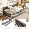 ANIROY Upholstered Daybed 90 x 200 cm with LED and USB-C, 2 Drawers, Slatted Base, Gray view 4
