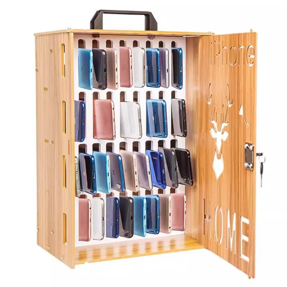 36-Slot Wooden Phone Storage Locker
