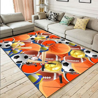 Restaurant Rug, 3D-Printed Basketball, Soccer & Rugby Design, 120 x 160 cm
