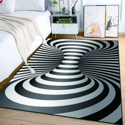 3D-Printed Non-Slip Bedside Rug with Abstract Geometric Optical Illusion