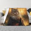 Lakeside Flower Field Cat Flannel Throw Blanket for Couch, Soft and Warm, 101.6 x 76.2 cm view 1