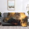 Lakeside Flower Field Cat Flannel Throw Blanket for Couch, Soft and Warm, 101.6 x 76.2 cm view 3
