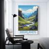 LNMNJESG Scottish Highlands Vintage Travel Poster, Mountains, 40 x 60 cm, Canvas Wall Art view 3