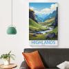 LNMNJESG Scottish Highlands Vintage Travel Poster, Mountains, 40 x 60 cm, Canvas Wall Art view 4