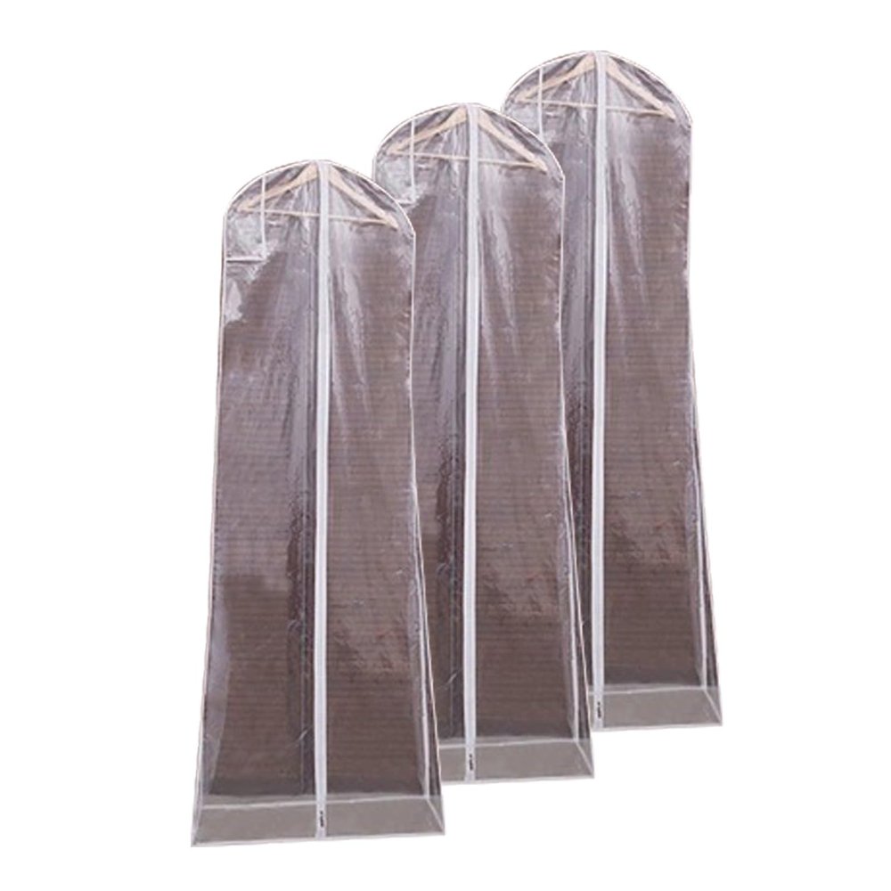 YZWZZXC 3 Garment Bags for Long Dresses and Wedding Gowns, Transparent, 51 x 24 x 10 in