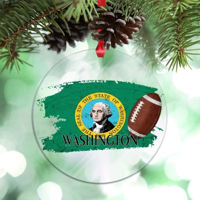Guangpat Washington Flag Christmas Tree Ornament, American Football Souvenir, 2024 Acrylic Decoration