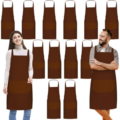 Tczecoo 12-Pack Cooking Aprons, Brown, 60 x 71 cm