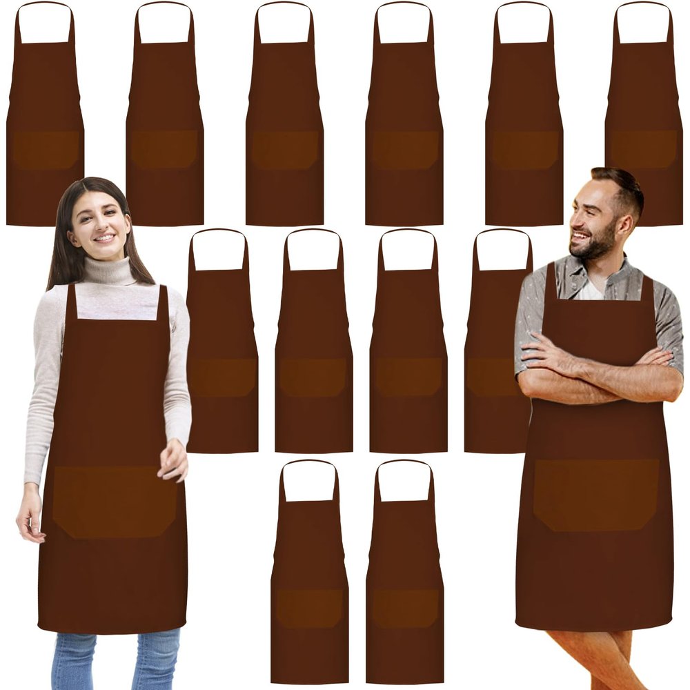 Tczecoo 12-Pack Cooking Aprons, Brown, 60 x 71 cm