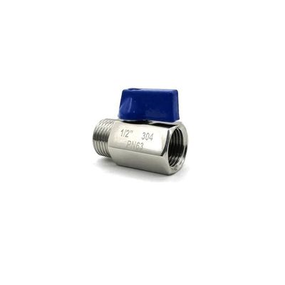 CZAOINCU M14/M16/M20 to 1/8"–1" NPT 304 Stainless Steel Ball Valve Adapter, Blue Handle
