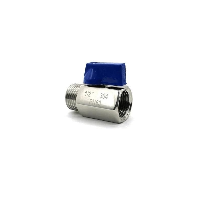 CZAOINCU M14/M16/M20 to 1/8"–1" NPT 304 Stainless Steel Ball Valve Adapter, Blue Handle