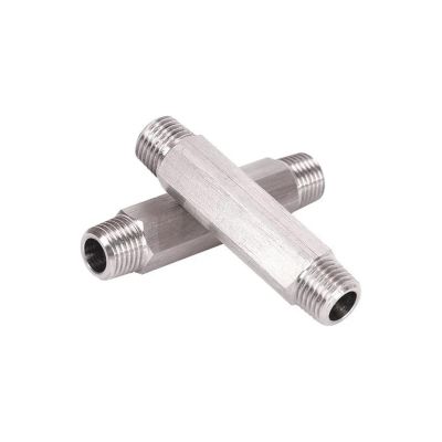 CZAOINCU 1-Piece High-Pressure Hex Long Nipple, 304 Stainless Steel, 1/8"–1/2" Male Thread (BSP1I2-L, 60 mm)