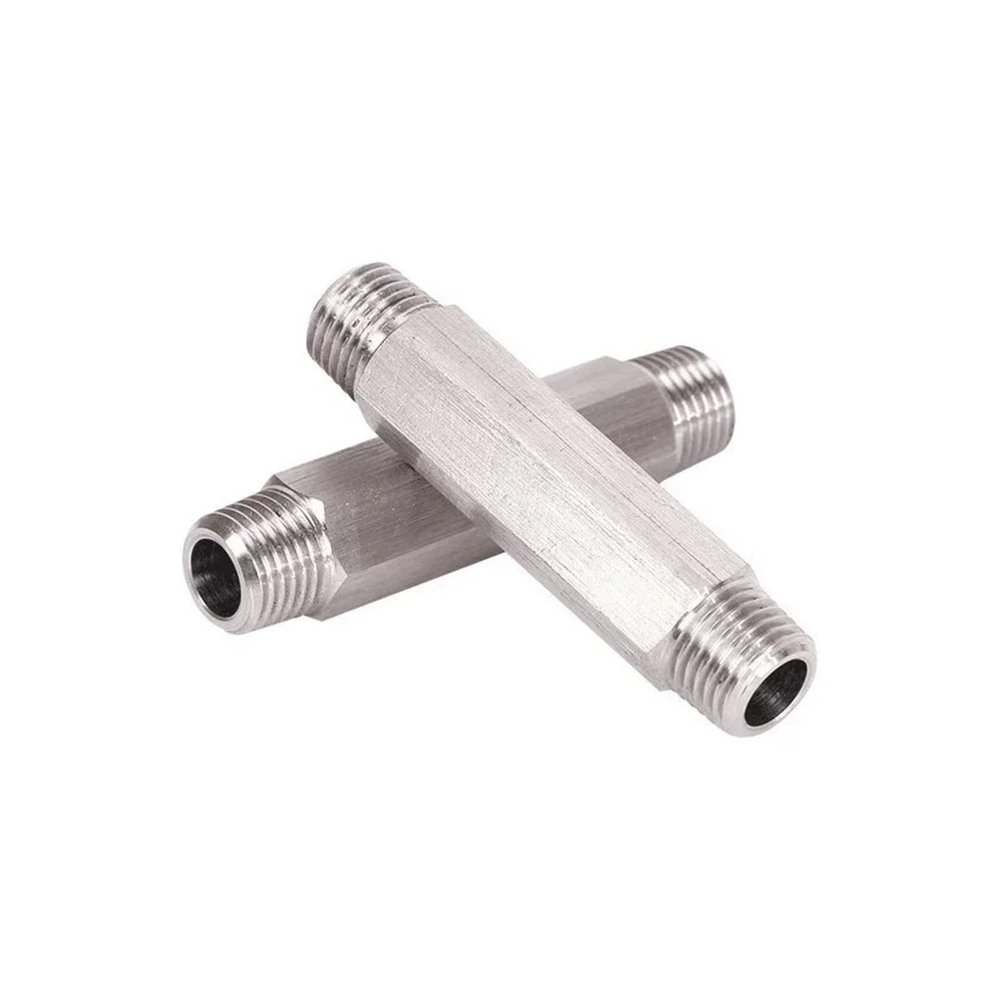 CZAOINCU 1-Piece High-Pressure Hex Long Nipple, 304 Stainless Steel, 1/8"–1/2" Male Thread (BSP1I2-L, 60 mm)