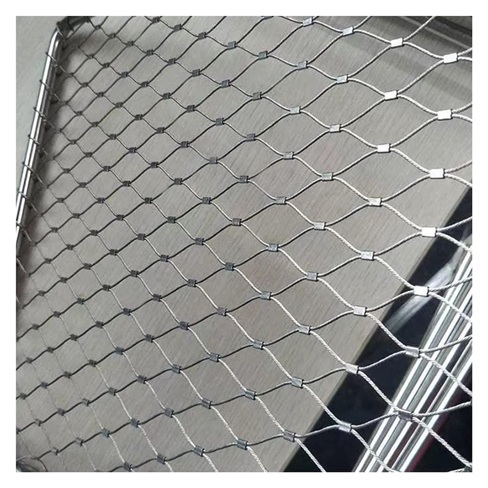 VXHCS 304 Stainless Steel Wire Mesh Safety Net, 5 cm/2 mm Fall-Protection Mesh, 0.6 x 25 m