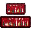 Christmas Tree Kitchen Runner Rug, Washable Non-Slip 2-Piece Set view 1