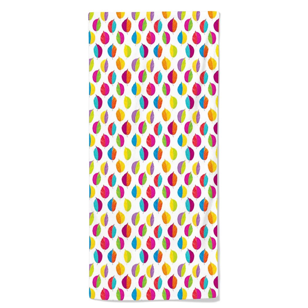 Multicolor Set of 12 Autumn-Style Hand Towels with Colorful Leaves