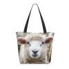 JKSEEPYN Reusable Black Shopping Bag with Cute Sheep Print view 1