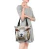 JKSEEPYN Reusable Black Shopping Bag with Cute Sheep Print view 2