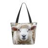 JKSEEPYN Reusable Black Shopping Bag with Cute Sheep Print view 3