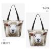 JKSEEPYN Reusable Black Shopping Bag with Cute Sheep Print view 4