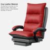 Luxury Genuine Leather Office Chair with Retractable Footrest view 3