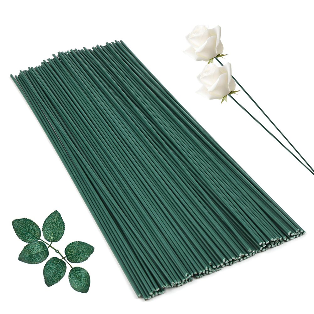 100 Green Floral Wires, 2 mm x 30 cm