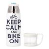 Stainless Steel Thermos Bottle with Built-In Cup, Keep Calm and Bike On, 350 ml view 1