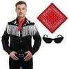 Coseaon Cowboy Costume for Men, Adult Cosplay Outfit with Shirt, Tie and Belt, Halloween Carnival Suit, Black, 3XL view 1