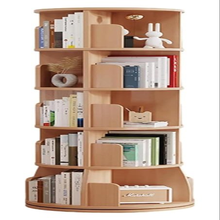 HEIDOUOZ 5-Tier Rotating Bookshelf, Stackable Corner Organizer