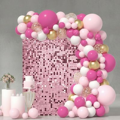 Pink Shimmer Sequin Backdrop, 24 Panels, 1.8 x 1.2 m